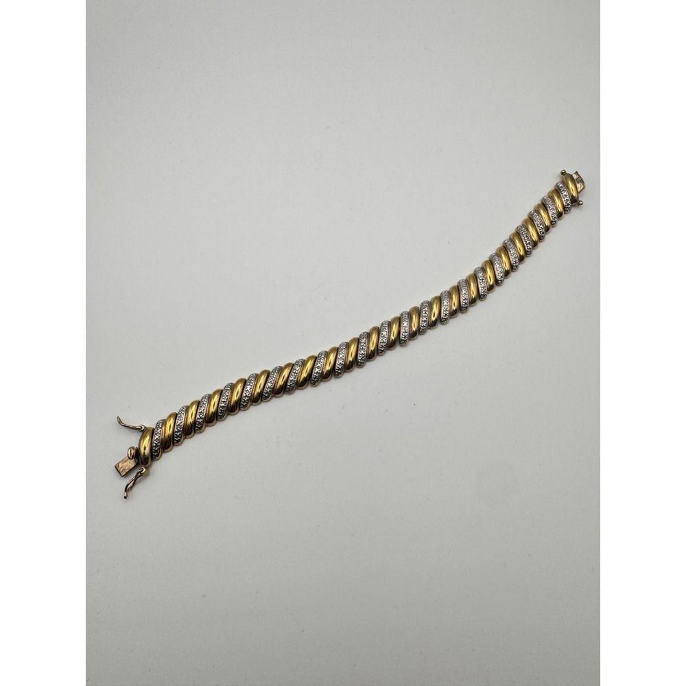 Vintage Tennis Bracelet Two Tone Diamond Cut Twisted Rope S Link - Picture 2 of 9
